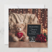 Teddy Love & Baby Pregnancy Announcement Card Aankondiging (Voorkant)