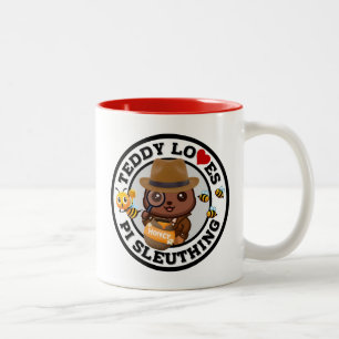 Teddy Loves PI Sleuthing voor Honey Tweekleurige Koffiemok