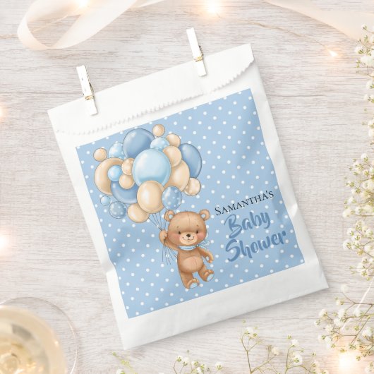 Teddy Meisje baby shower - Blauw en Wit Bedankzakje (Geknipt)