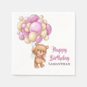 Teddy Meisje Gelukkige Verjaardag -Wit Servet (Voorkant)