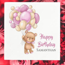 Teddy Meisje Gelukkige Verjaardag -Wit