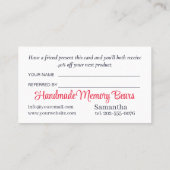 Teddy Memory Beer Business Aanbevelingskaartje (Achterkant)