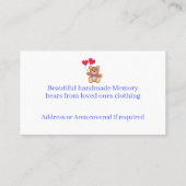 Teddy Memory-Beer Visitekaartje (Achterkant)