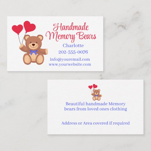 Teddy Memory-Beer Visitekaartje (Voorkant / Achterkant)