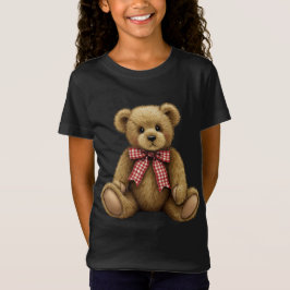Teddy met een rode geruite boog t-shirt