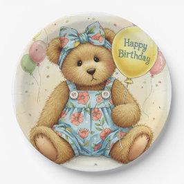 Teddy met een verjaardagsballon, door Natasha Us Papieren Bordje