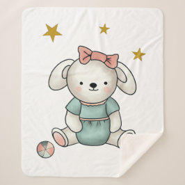 Teddy met jurk en lint sherpa deken