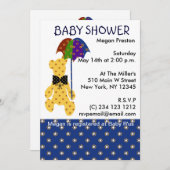 Teddy met Umbrella Baby shower Kaart (Voorkant / Achterkant)