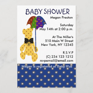 Teddy met Umbrella Baby shower Kaart