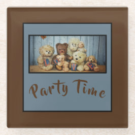 Teddy met vrienden Feesttijd   - Glazen Onderzetter