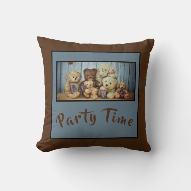 Teddy met vrienden Feesttijd   - Kussen (Voorkant)