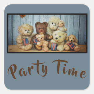 Teddy met vrienden vierkante sticker