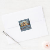 Teddy met vrienden vierkante sticker (Envelop)