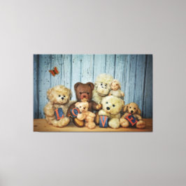 Teddy mit Freunde Canvas Afdruk