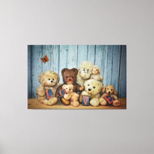 Teddy mit Freunde Canvas Afdruk (Voorkant)
