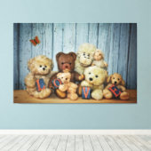 Teddy mit Freunde Canvas Afdruk (Insitu (Houten vloer))