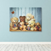 Teddy mit Freunde Canvas Afdruk (Insitu (Houten vloer))
