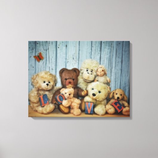 Teddy mit Freunde Canvas Afdruk (Voorkant)