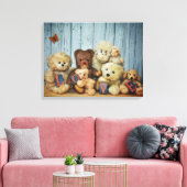 Teddy mit Freunde Canvas Afdruk (Insitu (Woonkamer))