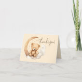 Teddy Moon-Baby shower Bedankkaart (Voorkant)