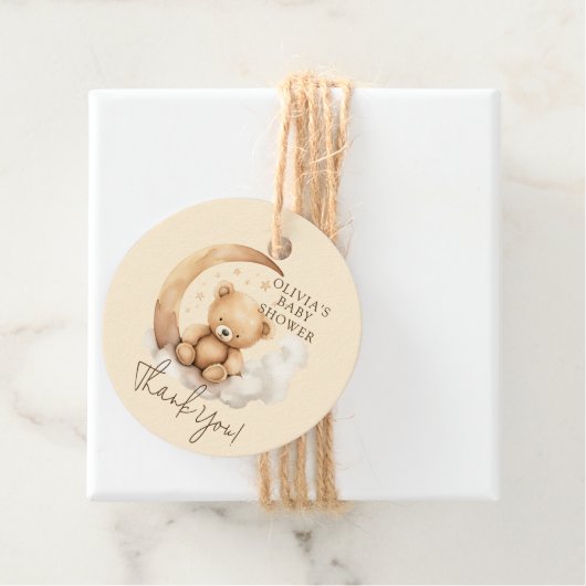 Teddy Moon Baby shower Favor Gift Label (In situ)