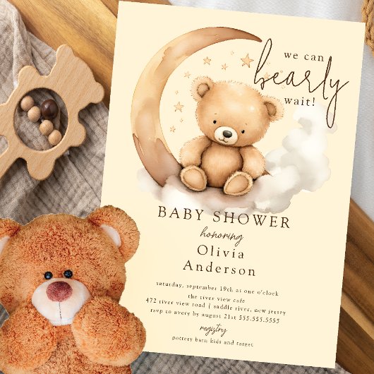 Teddy Moon-Baby shower Kaart