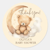 Teddy Moon-Baby shower Ronde Sticker (Voorkant)