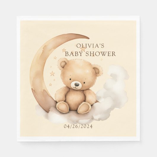 Teddy Moon-Baby shower Servet (Voorkant)