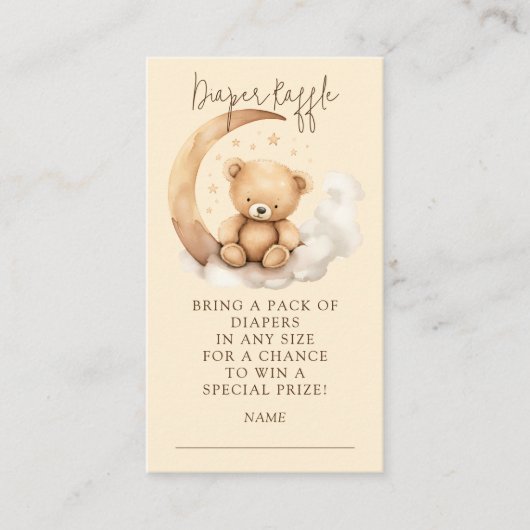 Teddy Moon Luier Raffle Behuizing Kaart (Voorkant)