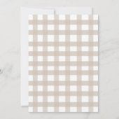 Teddy Neutral Gingham Bearly Wait Bow Baby Shower Kaart (Achterkant)