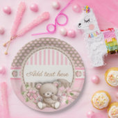 Teddy nieuwe baby papieren bordje (Feest)