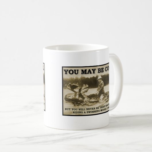 Teddy op een Moose Funny Mug Koffiemok (Voorkant rechts)