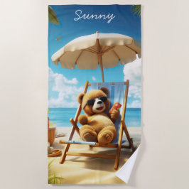 Teddy op het strand - Beer handdoeken voor de zome