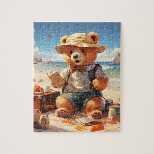 Teddy op het strand! Teddy Bear puzzel Legpuzzel (Verticaal)