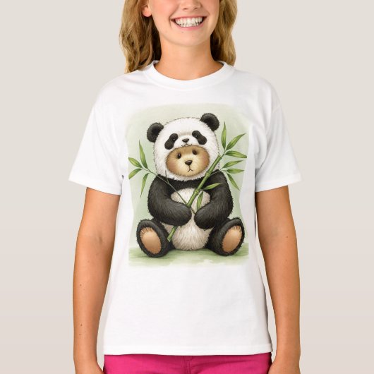 Teddy - Panda met bamboe van Natasha Us T-shirt (Voorkant)