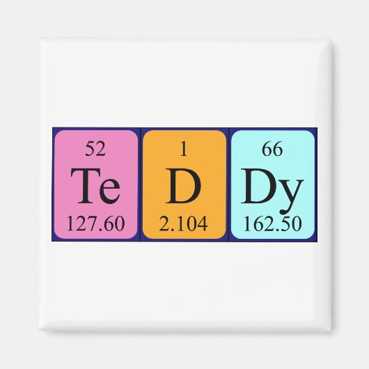 Teddy periodieke table name magnet (Voorkant)