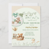 Teddy Picknick Baby Shower Uitnodiging (Voorkant)