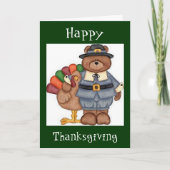 Teddy Pilgrim en Turkije Wenskaart Feestdagen Kaart (Voorkant)