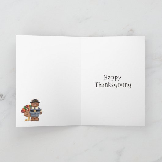 Teddy Pilgrim en Turkije Wenskaart Feestdagen Kaart (Binnen)