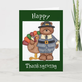 Teddy Pilgrim en Turkije Wenskaart Feestdagen Kaart