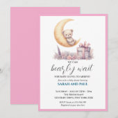 Teddy Pink Bear We Can Bearly Wait Kaart (Voorkant / Achterkant)