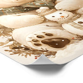 Teddy Polar Bear & Snowman Nursery Wall Art Poster (Hoek)