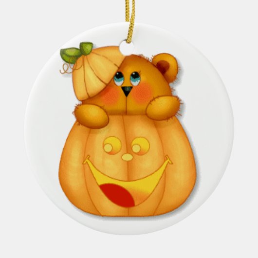 Teddy Pumpkin Keramisch Ornament (Voorkant)