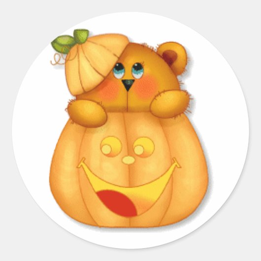Teddy Pumpkin Ronde Sticker (Voorkant)
