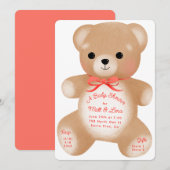 Teddy Red Bow-Baby shower Kaart (Voorkant / Achterkant)