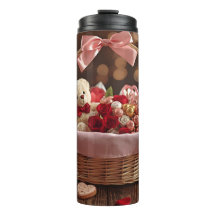 Teddy Roos Mand Basket Romantische Valentijn RVS 