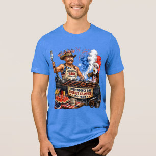 Teddy Roosevelt BBQ Grill Meester 4 juli Patriotti Tri-Blend Shirt