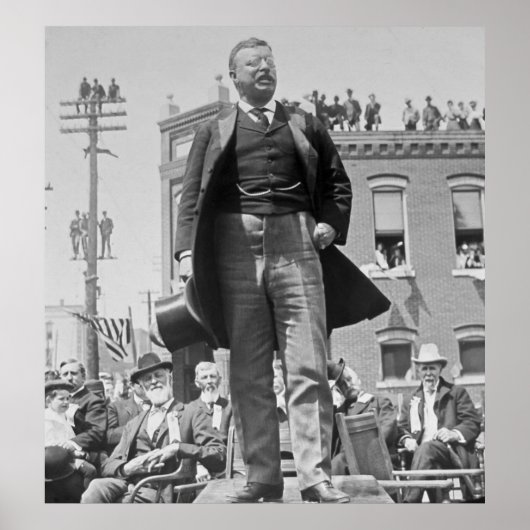 Teddy Roosevelt beschrijft Crowd in 1905  Poster (Voorkant)