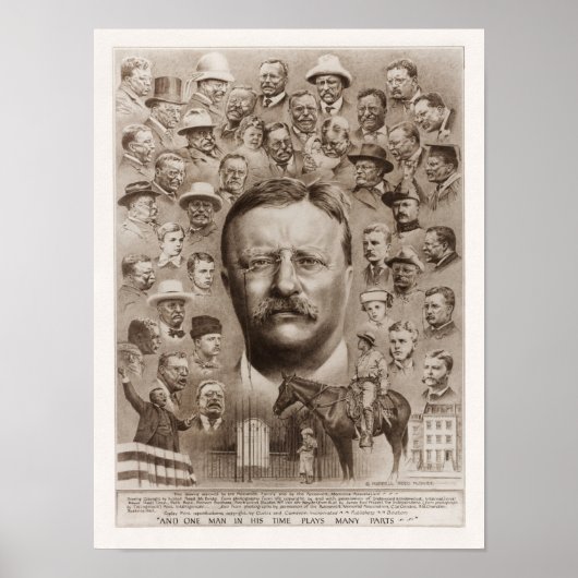 Teddy Roosevelt Collage of Life - 1923 Poster (Voorkant)