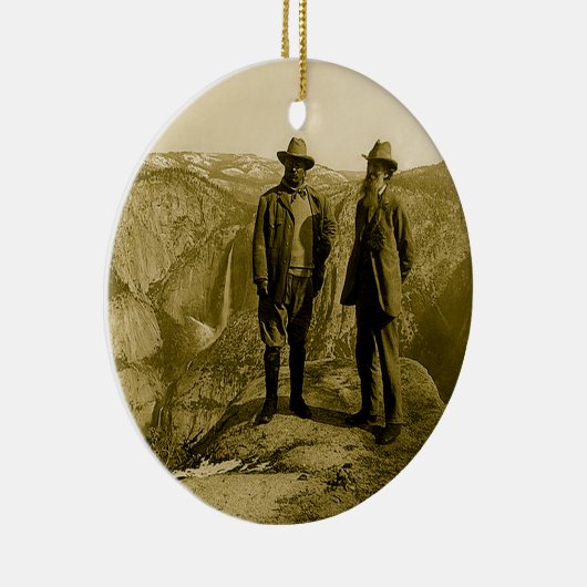 Teddy Roosevelt en John Muir bij Glacier Point Keramisch Ornament (Rechts)